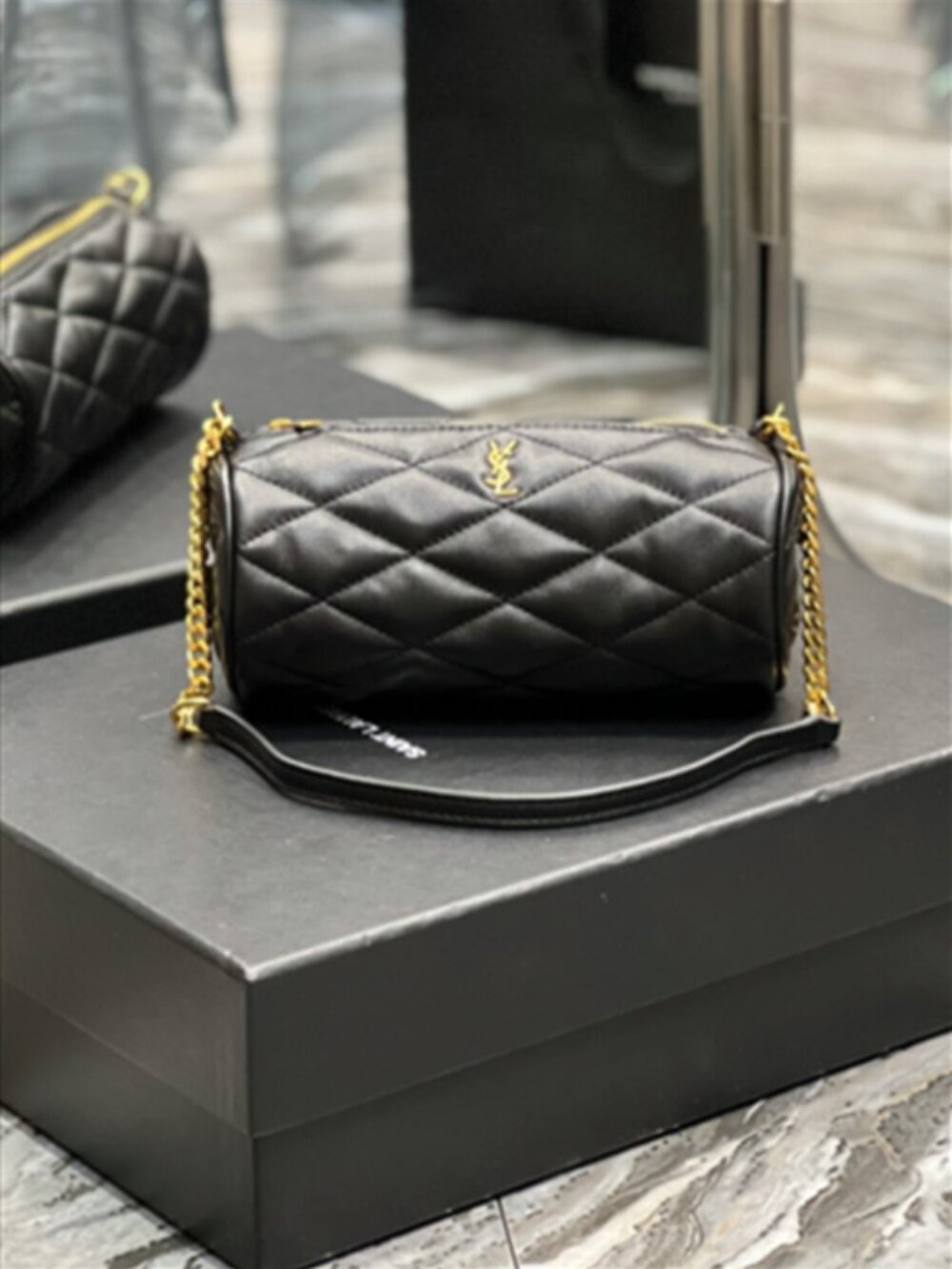 Yves Saint Laurent Black Cylindrical Bag
